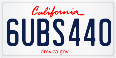 CA license plate 6UBS440
