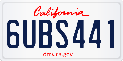 CA license plate 6UBS441