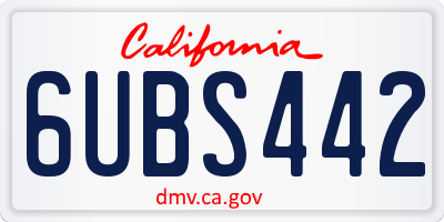 CA license plate 6UBS442