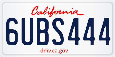 CA license plate 6UBS444
