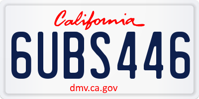 CA license plate 6UBS446
