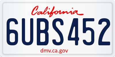 CA license plate 6UBS452