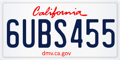 CA license plate 6UBS455