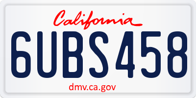 CA license plate 6UBS458