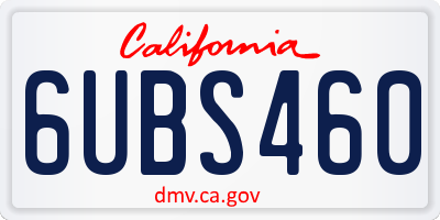 CA license plate 6UBS460