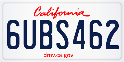 CA license plate 6UBS462