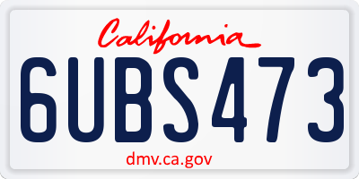 CA license plate 6UBS473