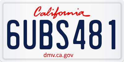 CA license plate 6UBS481