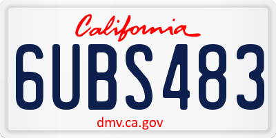 CA license plate 6UBS483