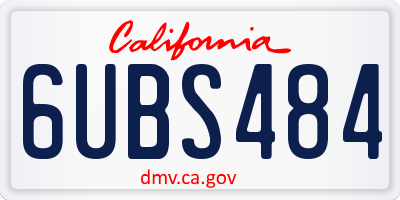CA license plate 6UBS484