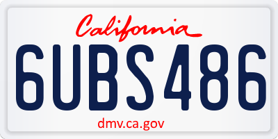 CA license plate 6UBS486