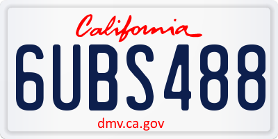 CA license plate 6UBS488