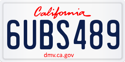 CA license plate 6UBS489