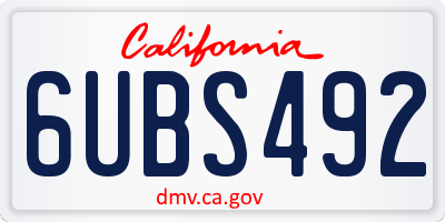 CA license plate 6UBS492