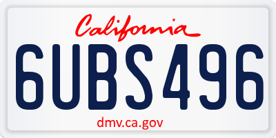 CA license plate 6UBS496