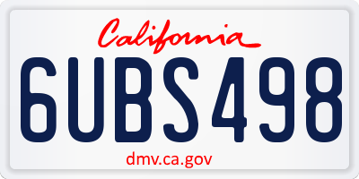CA license plate 6UBS498