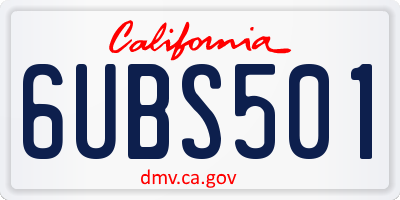 CA license plate 6UBS501