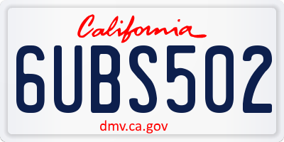 CA license plate 6UBS502