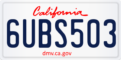 CA license plate 6UBS503