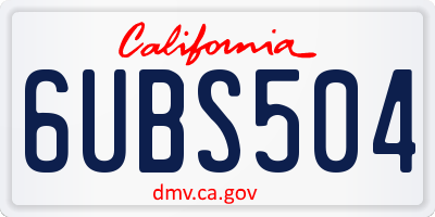 CA license plate 6UBS504