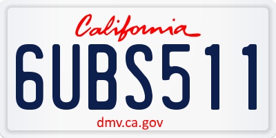 CA license plate 6UBS511