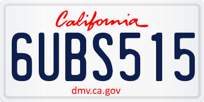 CA license plate 6UBS515