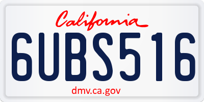CA license plate 6UBS516