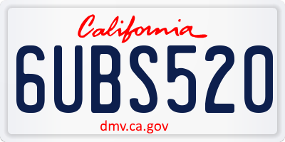 CA license plate 6UBS520