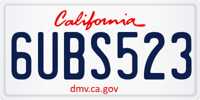 CA license plate 6UBS523