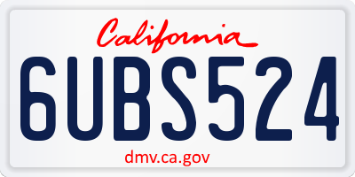 CA license plate 6UBS524