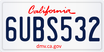 CA license plate 6UBS532
