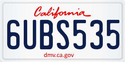 CA license plate 6UBS535