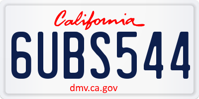 CA license plate 6UBS544