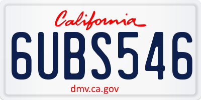 CA license plate 6UBS546