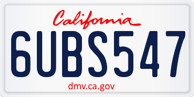 CA license plate 6UBS547