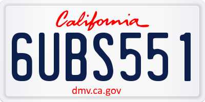 CA license plate 6UBS551