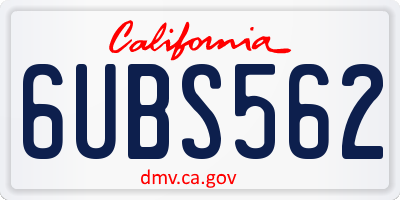CA license plate 6UBS562