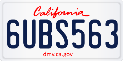CA license plate 6UBS563