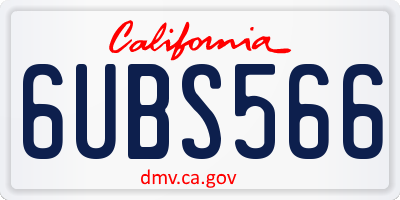 CA license plate 6UBS566