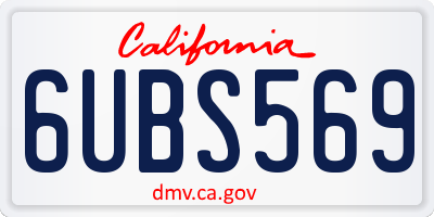 CA license plate 6UBS569