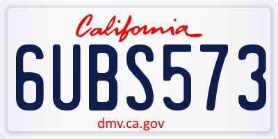 CA license plate 6UBS573