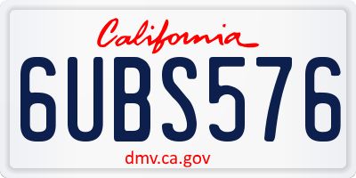 CA license plate 6UBS576