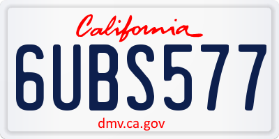 CA license plate 6UBS577