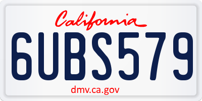 CA license plate 6UBS579