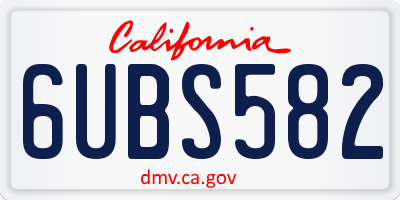 CA license plate 6UBS582