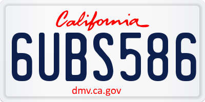 CA license plate 6UBS586