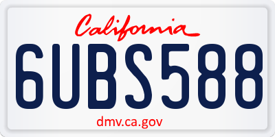 CA license plate 6UBS588