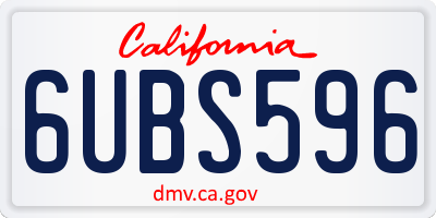CA license plate 6UBS596