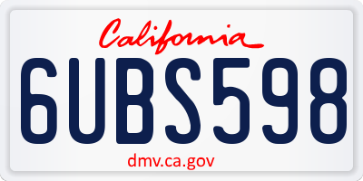CA license plate 6UBS598