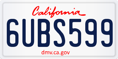 CA license plate 6UBS599